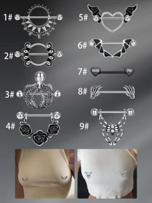 CIZME 1pair Funky Stainless Steel Spider Octopus Bat 14G Nipple Rings For Women Halloween 14 Gauge Nipple Stud Barbell 16mm Nipple Piercing Jewelry Body Piercing