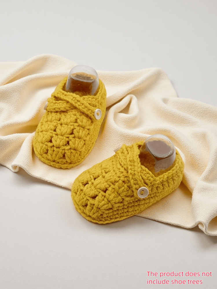 Handmade Knitted Infant Leg Warmers, Indoor Prewalker Shoes - Yellow - View 1