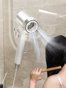 1pc Suction Cup Hair Dryer Holder Rack, Rotating Bathroom Wall Mount Blow Dryer Organizer, Drill-Free Adhesive Hairdryer Storage Rack - Multicolor - View 7