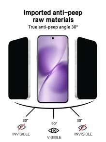 4 pezzi Pellicola protettiva in vetro temperato anti-spia per telefoni OPPO/Vivo, copertura completa, facile installazione, anti-sbirciamento, senza bolle, resistente a graffi e rotture, adatto per regali di compleanno/famiglia/amici/fidanzato/fidanzata