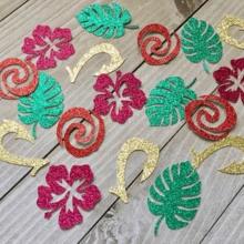 100/200pcs Hawaiian Luau Confetti Table DecorationsSummer Table Confetti Tropical Flowers Leaves PineapplesAloha Hawaiian Luau Party Decorations - Multicolor - View 9