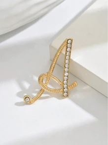 1pc Letter Brooch Pins Initial Rhinestone Brooch For Women Crafts Silvery A-Z