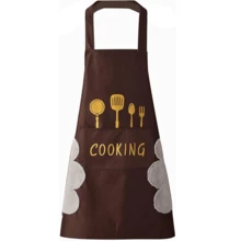 Delantal de cocina de 4 piezas con bolsillos para limpiar las manos, delantal de chef con bolsillo grande, para mujeres y hombres, resistente al agua y al aceite, cómodo y ajustado, duradero y ligero para cocinar, hornear, restaurante, barbacoa, pintar y hacer manualidades. - Paquete de 4 - Ver 9