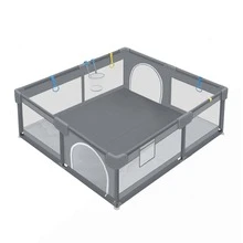 LILIIN Gray Playpen Baby Playpen 130x130cm/150x180cm Barrier With Breathable Net, 30 Balls/50 Balls, Mini Basket, Playground Crawling Gate For Children - 150x180cm-灰色 - 查看 1