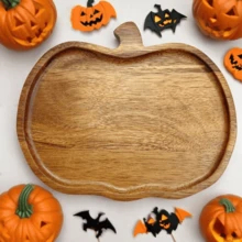 Wooden Pumpkin Tray, Snacks, Candy, Appetizers, Fruit Decorative Tray, Reusable Dessert Plate, Multifunctional Tabletop Display Tray, Wooden Cheese Board, Suitable For Desserts, Fruits And Coffee, Elegant Halloween, Thanksgiving, Christmas, Easter Serving Platter, Home Decor Gift Idea, Suitable For Home, Kitchen, Party, Wedding And Holiday Gifts