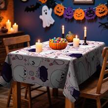 1/20pcs Halloween Tablecloth - Scary Cute White Ghost With Purple Potion Pattern Tablecloth, Durable Rectangular Tablecloth, Perfect For Dining, Picnics, Festivals, Weddings And Tea Parties, Halloween Decoration - Multicolor - View 6