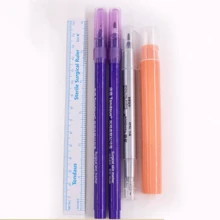 قلم تحديد وشم بمسطرة دقيقة، قلم تحديد ثنائي الطرف بحبر أرجواني بسمك 0.5 مم و 1 مم، أداة مكياج وشم الحواجب الجراحي، اكسسوارات الوشم 2 قطعة - متعدد الألوان - مشاهدة 4