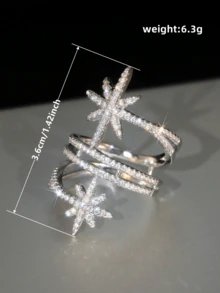 1 chiếc nhẫn đá Cubic Zirconia tinh tế, phù hợp cho nữ, thích hợp cho đám cưới, lễ đính hôn, kỷ niệm, tiệc tùng, ngày Valentine và các dịp khác. - Bạc - Xem 7