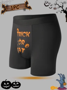 HIALEGION 1pc Men Halloween Print Minimalist Boxer Briefs, Casual Daily Wear - Multicolor - View 2