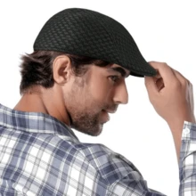 Men's Italian Beret Breathable Mesh Fabric Summer Newsboy Celebrity Style - 灰色 - 查看 6