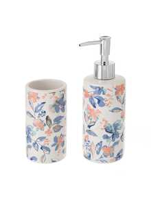ARISE - Set de Baño en Cerámica 2 Piezas - Dispensador Jabón Líquido y Vaso Cepillos - Diseño Elegante, Resistente a la Humedad, Ideal para Decoración y Regalo