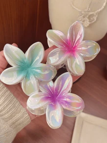 1pc/3pcs Iridescent Daisy Flower Claw Clips, Ombre Hair Clips, Fashion Hair Claw Suitable For Beach Vacation, Photo Shooting, Daily Wear Hair Accessories Autumn Accessories Fall Hair Clutch Winter Accessories