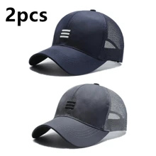1 Stück/2 Stück Herren Baseball Mesh Kappe mit Stickerei, verstellbar, Outdoor Sonnenschutz Lässig Hut, geeignet für Frühling/Sommer Reisen, Strand, Party