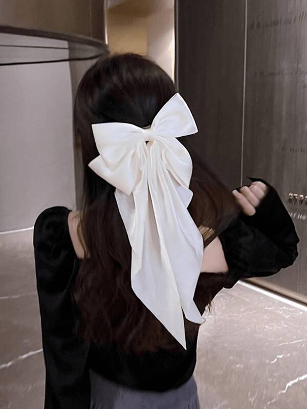 1 Stück-teiliges Set aus einfarbiger Schleifenhaarspange Kopfschmuck in Beige, modisch und elegant große Schleife für Frauen, vielseitig einsetzbar, Geschenk zur Schulanfang, Alltagsparty-Outfit, die besten Haarzubehöre, Haarklammern, Haarspangen, Haarclips, Haarspangen