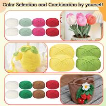 1卷钩针线，棉线，粗毛线，适合初学者，简易钩针入门套装，棕色毛线 - 彩色 - 查看 5