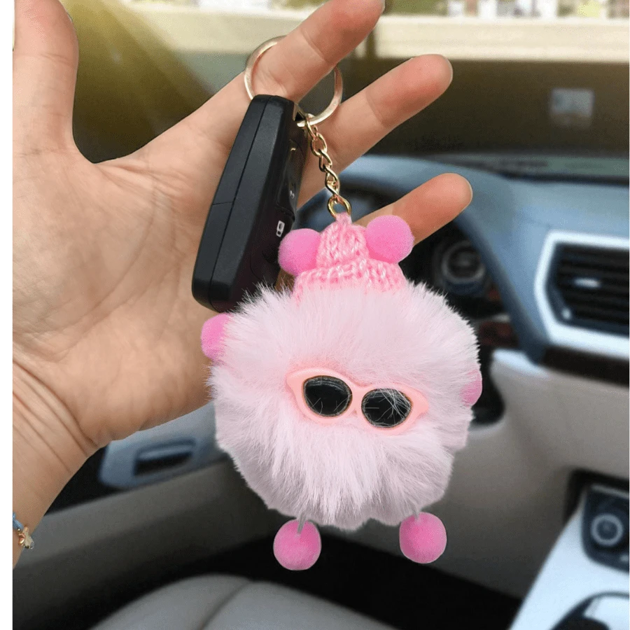 Cool Colorful Pompom Plush Keychain - Choose The Color - Rosa Pálido - Ver 1