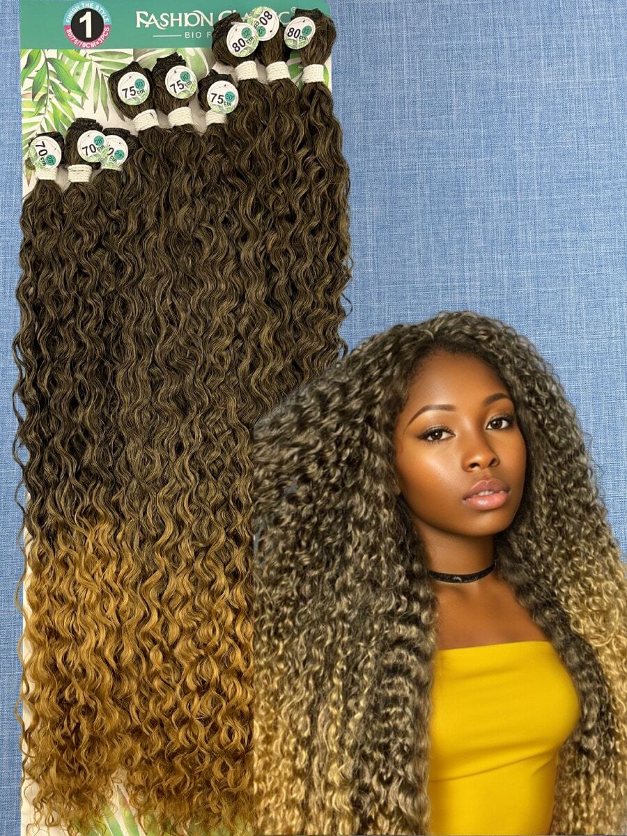 Anjo Plus 80cm Fashion Classic Curly Hair Bio Vegetal - Brown Ombre - View 1