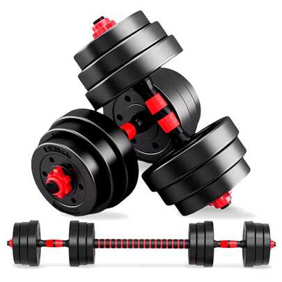 Halteres Ajustáveis de 10/15/20/30/40 kg, Conjunto de Pesos Multifuncional com Barras Retas de Ligação e Pegas Antiderrapantes, Pesos Ajustáveis para Musculação, Treino de Força e Fitness em Casa