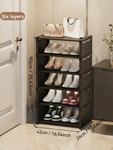 1 pieza Estantería de zapatos simple, Organizador de entrada de varios niveles para el hogar, Gabinete de almacenamiento vertical moderno para zapatos, Organizador de entrada a prueba de polvo, Estantería de pie para dormitorio, Solución de almacenamiento de zapatos interior, Caja de gran capacidad y ahorro de espacio - Multicolor - Ver 8