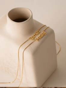 Custom 2 Names Necklace, Custom Double Chain Name Necklace, Layered Personalized Name Necklace, Mothers Necklace, Couple Necklace, Anniversary Gift