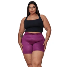 Kit 4 Shorts Women's 3D Plus Size Suplex Leg Gym Butt Lift Black/Purple/Pink/Blue