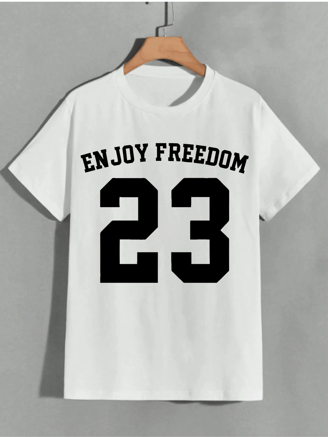 Traditional Basic Jersey Style T-Shirt Women's Men's Unisex Printed Enjoy Freedom 23 Comfortable Casual Stylish Summer Leisure Outing Cod 584