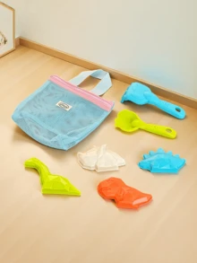 7pcs Kids Beach Toys Set With Storage Bag, Suitable For Digging Sand And Playing In Water. Made Of Durable ABS Material. Set Includes: Shovel, Rake, Dinosaur & Animal Molds, Random Colors. Suitable For 3-6-12 Years Old Boys And Girls For Outdoor Beach Play.