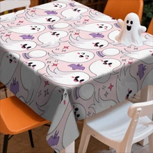 1/20 piezas Mantel de Halloween - Mantel con patrón de fantasmas blancos lindos y espeluznantes, mantel rectangular duradero, perfecto para comer, picnic, fiestas, bodas y meriendas, decoración de Halloween