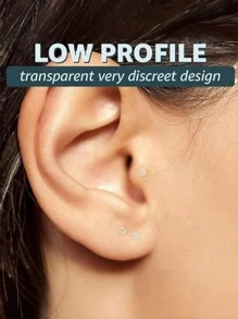 10pcs/Set Acrylic Round Ball Lip Studs/Earrings, Soft PP Material Push-In Lip Studs, Nose Studs, Earrings, Suitable For First-Time Piercing Wearers (Comes With Storage Box)