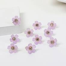 10 件水晶花发夹，夏季海滩辫子发饰女士，爪夹，发夹，发夹，发夹，派对造型 - 紫色 - 查看 2