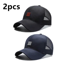 1 Stück/2 Stück Herren Baseball Mesh Kappe mit Stickerei, verstellbar, Outdoor Sonnenschutz Lässig Hut, geeignet für Frühling/Sommer Reisen, Strand, Party
