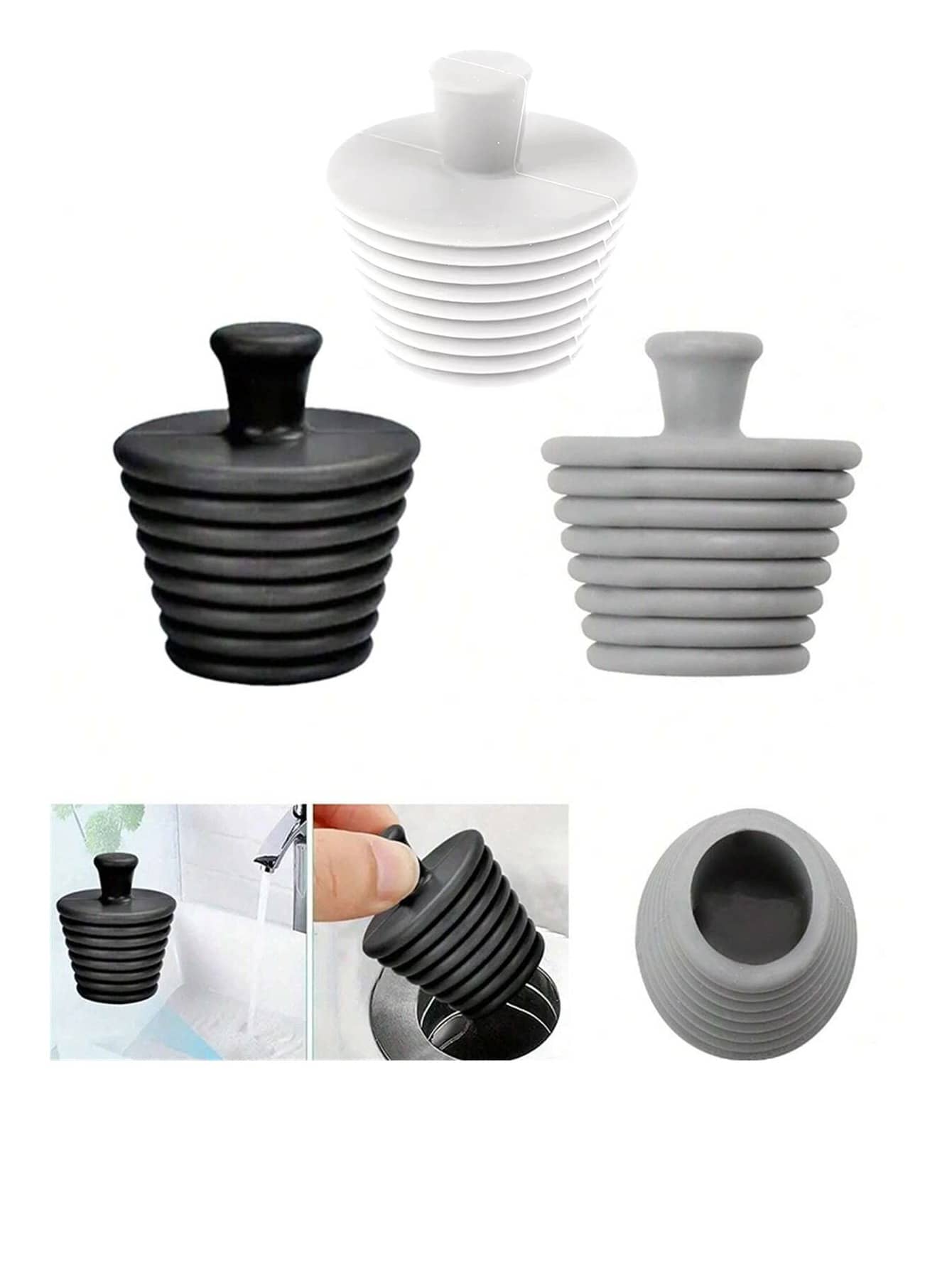 IPC Silicone Bathtub Plug, Bathroom Silicone Sink Plug, Conical Screw Plug, Pipe Drain Plug, Sealing Plug Home Bathroom Decor Fall Decor Back To School - Multicolor - View 1