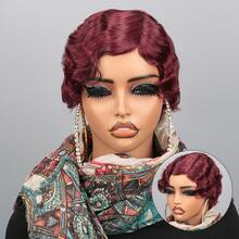 HJ WEAVE BEAUTY Peluca de cabello humano con corte Pixie de 4 pulgadas, estilo bob brasileño con ondas cortas para mujer, hecha a máquina, con línea de cabello natural, densidad del 200%, n.° 99J - S99J - Ver 5