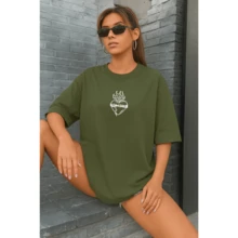 Women's Streetwear T-Shirt Kit Mary Is Not Dead And Catholic Saint Benedict Medal Bracelet Cotton Fabric Shirt NEW - 綠色 - 查看 2