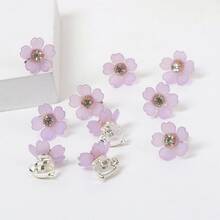 10 件水晶花发夹，夏季海滩辫子发饰女士，爪夹，发夹，发夹，发夹，派对造型 - 紫色 - 查看 3