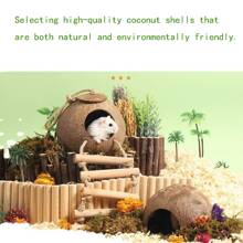 1Pc Reptile Vines Plants With Coconut Shell Ladder Hideout Hermit Crab Decor For Bearded Dragon Lizard Chameleon Tortoise Snake