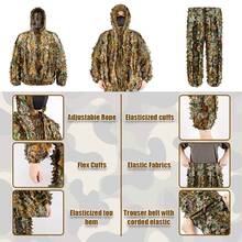 Traje de camuflaje con patrón de hojas de arce en 3D, adecuado para caza al aire libre, observación de aves, pesca, escalada de rocas o juegos de CS en vivo. También se puede usar para disfraces de fiestas de Navidad y Halloween.