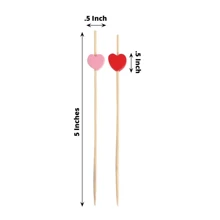10/50/100 piezas Pinchos de cóctel profesionales de bambú, pinchos de cóctel con corazón rojo, suministros para fiestas de cóctel para el Día de San Valentín, decoraciones de fiesta, suministros de fiesta, decoraciones navideñas, boda, decoración de mesa para el Día de la Madre