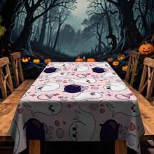 1/20pcs Halloween Tablecloth - Scary Cute White Ghost With Purple Potion Pattern Tablecloth, Durable Rectangular Tablecloth, Perfect For Dining, Picnics, Festivals, Weddings And Tea Parties, Halloween Decoration - Multicolor - View 2