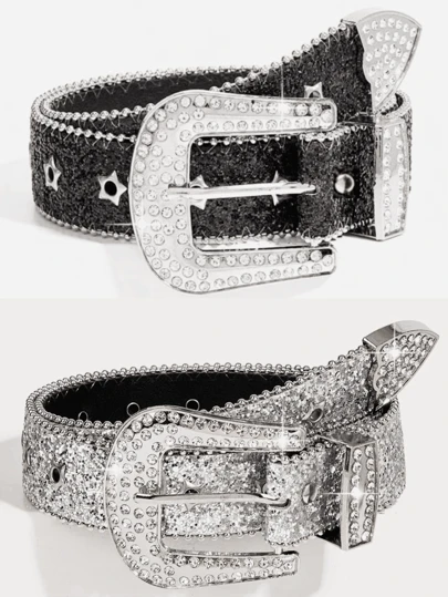 1pc Y2K Style Western Thick Waist Belt For Women, Decorated With Dopamine Stars & Eyes, Suitable For Daily Wear & Party Fall, Autumn, Halloween