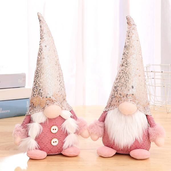 1 pieza Figura decorativa de enanito sin rostro de color rosa, artículo decorativo navideño, adecuado para decorar en el dormitorio, sala de estar o cocina durante la temporada festiva, ideal para decoraciones navideñas