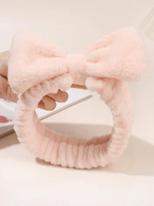 Hair Wrap Women Sweatband 1pc Flannel Bow Headband For Women, Wide Solid Color Hairband Hair Accessories Beauty & Casual Occasions For Hair Bands Autumn Accessories Fall Winter For Vacation Outfits Woman Elegant Scarf Women Bandana Soft Headwrap - Dusty Pink - View 7