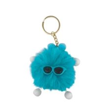 Cool Colorful Pompom Plush Keychain - Choose The Color - Azul Cadete - Ver 1