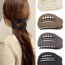 法式扁平椭圆发夹，哑光质感，适合盘发，优雅法式时尚弧形发爪，发爪，发夹，发卡，头部饰品，女士发饰 - 彩色 - 查看 2