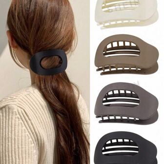 法式扁平椭圆形发夹，哑光发夹，适合盘发，优雅的法式时尚弧形发夹，发夹，发夹，鸭嘴夹