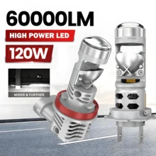 HYNBYZJ 2 件 H7 H4 LED 汽车灯 LED 投影镜头汽车灯泡 H11 汽车大灯涡轮雾灯 9005 HB3 9006 HB4 汽车配件