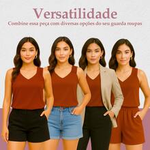 Women's Tank Top With Wide Straps In Duna Fabric - 亮橙色 - 查看 5