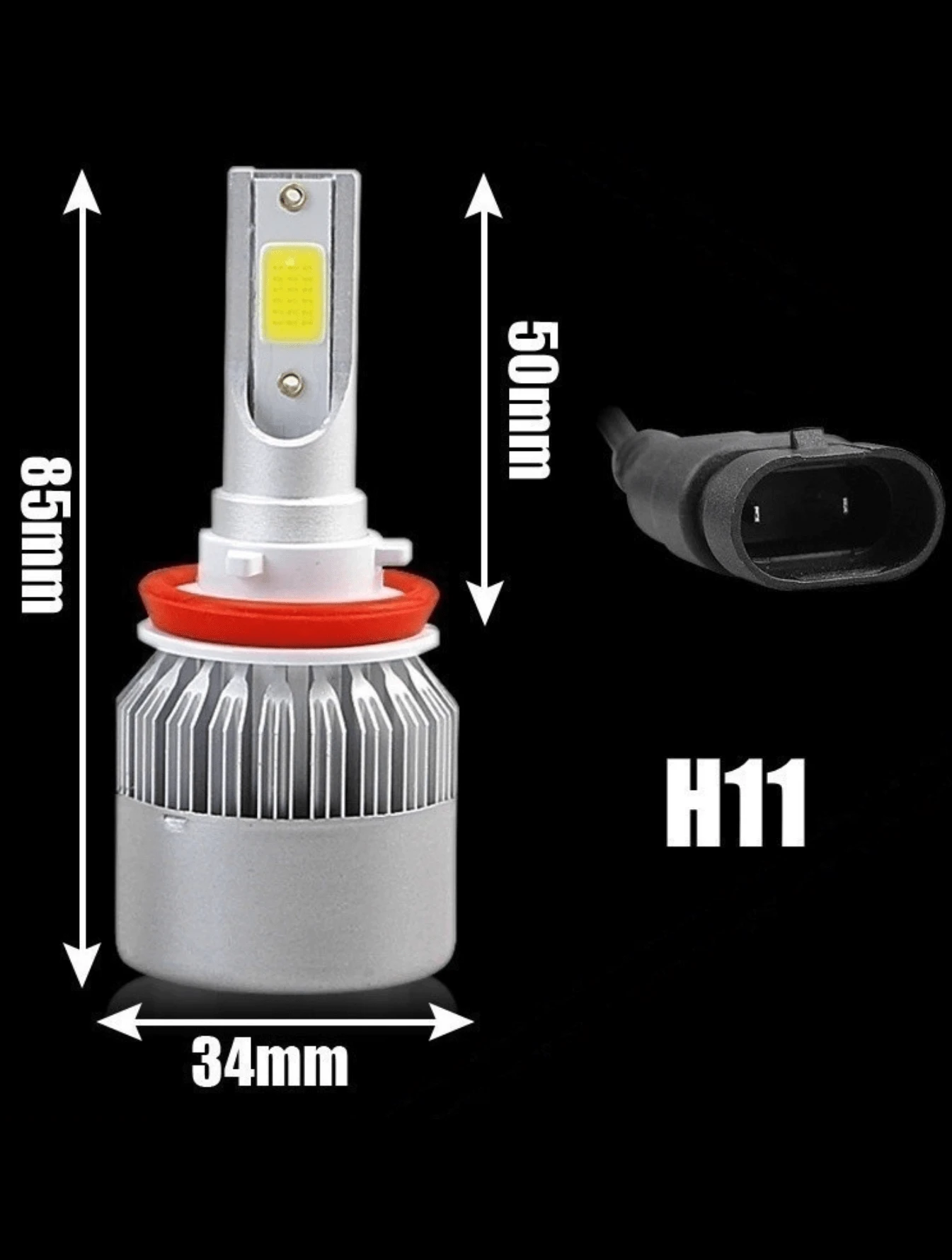 Pair Of C6 Super Led Lamps 6000K H1 H3 H4 H7 H11 H13 H16 H27 HB3 HB4 12V To 24V - /H9/H11 - 查看 1