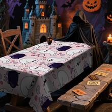 1/20pcs Halloween Tablecloth - Scary Cute White Ghost With Purple Potion Pattern Tablecloth, Durable Rectangular Tablecloth, Perfect For Dining, Picnics, Festivals, Weddings And Tea Parties, Halloween Decoration - Multicolor - View 13