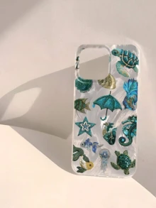Funda para phone (1 unidad) con diseño moderno y único de corazones, granadas, estrellas y flores. Resistente al agua, a las huellas dactilares y a los arañazos. Transparente, suave y brillante. - Multicolor 1 - Ver 2